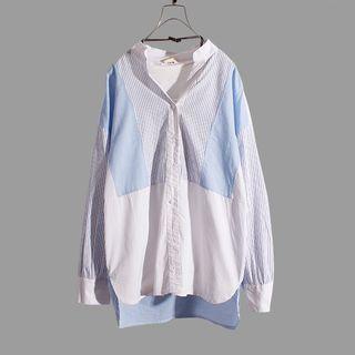 Striped Panel Shirt Panel - As Shown In Figure - One Size
