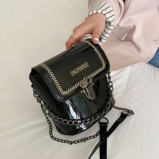 Lettering Chain Detail Crossbody Bag