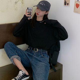 Long-sleeve Letter Embroidery T-shirt