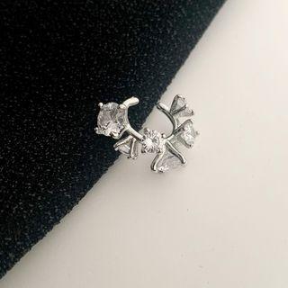 Flower Rhinestone Alloy Cuff Earring 1 Pc - Silver - One Size