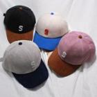 Color Panel Embroidered Letter S Corduroy Baseball Cap