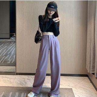 Cropped Knit Top / Dress Pants
