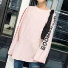 Lettering Long-sleeve T-shirt Pink - One Size