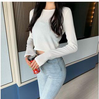 Long-sleeve Sheer Cropped Top