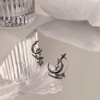 Moon Alloy Dangle Earring 1 Pair - Earring - Silver - One Size