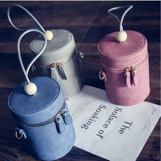 Faux Leather Cylinder Shaped Handbag