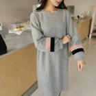 Velvet-trim Fleece Pullover Dress