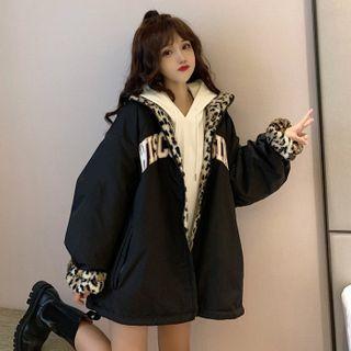 Reversible Leopard Print Panel Jacket Black - One Size