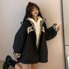 Reversible Leopard Print Panel Jacket Black - One Size