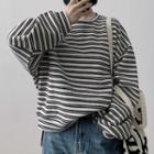 Striped Sweatshirt Striped - Black & Beige - One Size