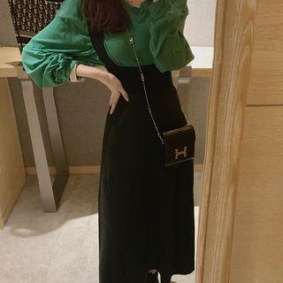 Plain Long-sleeve Loose-fit Top / Slim-fit Jumper Skirt