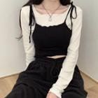 Plain Long-sleeve T-shirt / Camisole Top