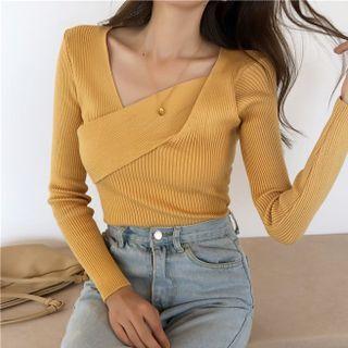 Long-sleeve Asymmetrical Sheath Knit Sweater