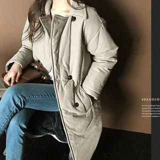 Coral-fleece Lined Padded Mac Coat With Sash