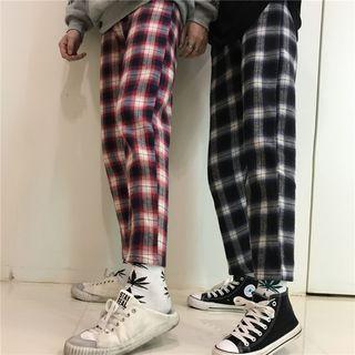 Couple Matching Plaid Straight Fit Pants
