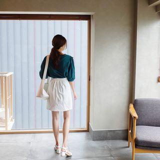 Band-waist Flap-front A-line Skirt