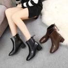 Square-toe Block Heel Lace-up Ankle Boots