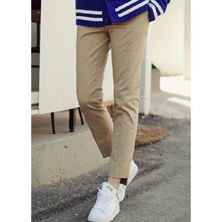 Asymmetric-hem Slim-fit Pants