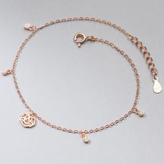 Lock Rhinestone Sterling Silver Anklet