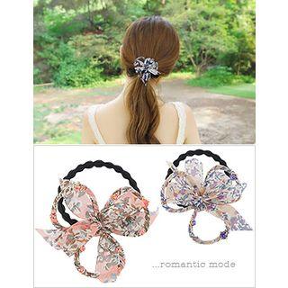Floral Chiffon Bow Hair Tie