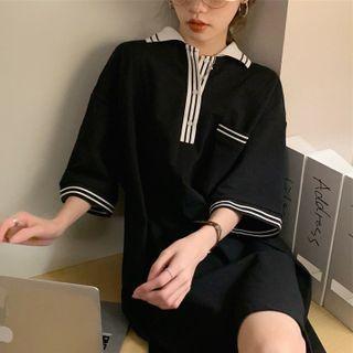 3/4-sleeve Mini Polo Dress