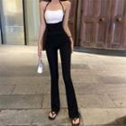 Plain Camisole / Halter-neck Fitted Boot-cut Suspender Pants