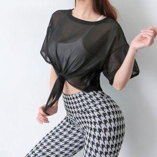 Short-sleeve Mesh Plain Top