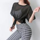 Short-sleeve Mesh Plain Top