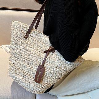 Straw Tote Bag Off-white - One Size