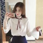 Bow Accordion Yoke Bell-sleeve Blouse