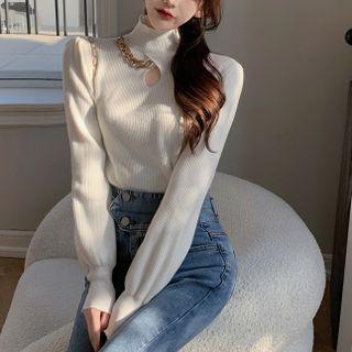 Details Mock-neck Skinny Knit Top