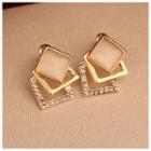 Square Cat Eye Stone Earring As Shown In Figure - One Size
