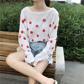 Long-sleeve Dotted Knit Top