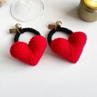 Heart Hair Tie 01 - Red Heart - Black - One Size