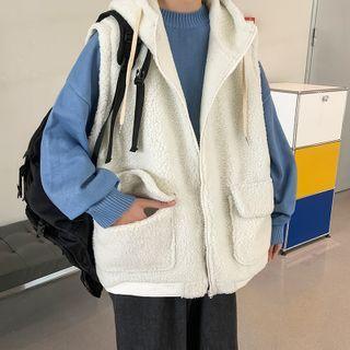 Hooded Zip-up Fleece Vest