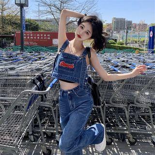 Lettering Denim Camisole Top / Straight Leg Jeans