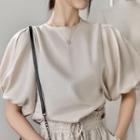 Puff Sleeve Top Beige - One Size