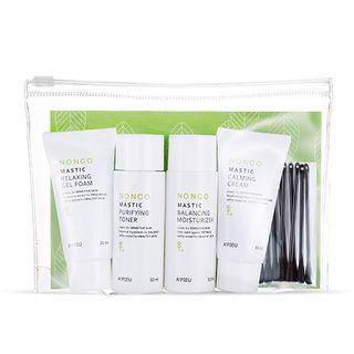 Apieu - Nonco Mastic All About Kit: Relaxing Gel Foam 30ml + Purifying Toner 50ml + Balancing Moisturizer 50ml + Calming Cream 30ml + Cotton Swab 10pcs