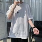 Short-sleeve Cross Embroidered T-shirt