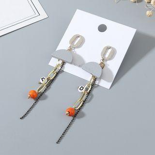 Geometric Wood Alloy Fringed Earring