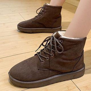 Faux Suede Lace-up Platform Ankle Snow Boots
