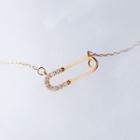 925 Sterling Silver Rhinestone Safety Pin Pendant Necklace As Shown In Figure - One Size