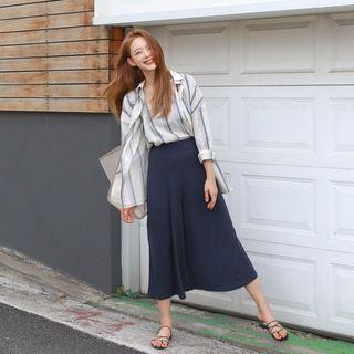 Cropped Ruffled Wide-leg Pants