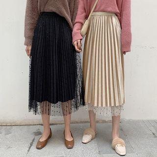 Reversible Midi A-line Velvet Mesh Skirt