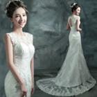 Sleeveless Trained Wedding Gown