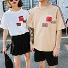Couple Matching Striped Trim Short-sleeve T-shirt