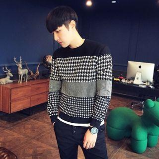Houndstooth Panel Pullover