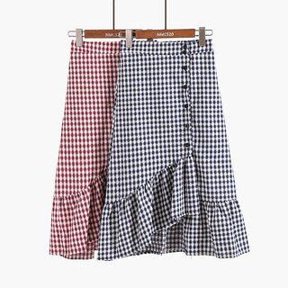 Asymmetric Houndstooth Mermaid A-line Skirt