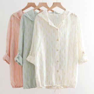 Printed Button Hoodie