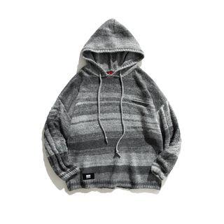 Long-sleeve Striped Knit Hoodie